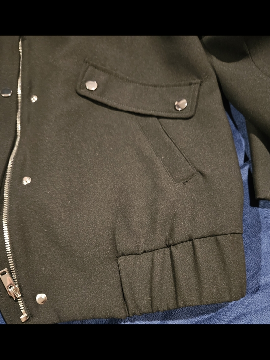 Zara Black Oversized Bomber Jacket with Snap Buttons - Picture 7 of 10